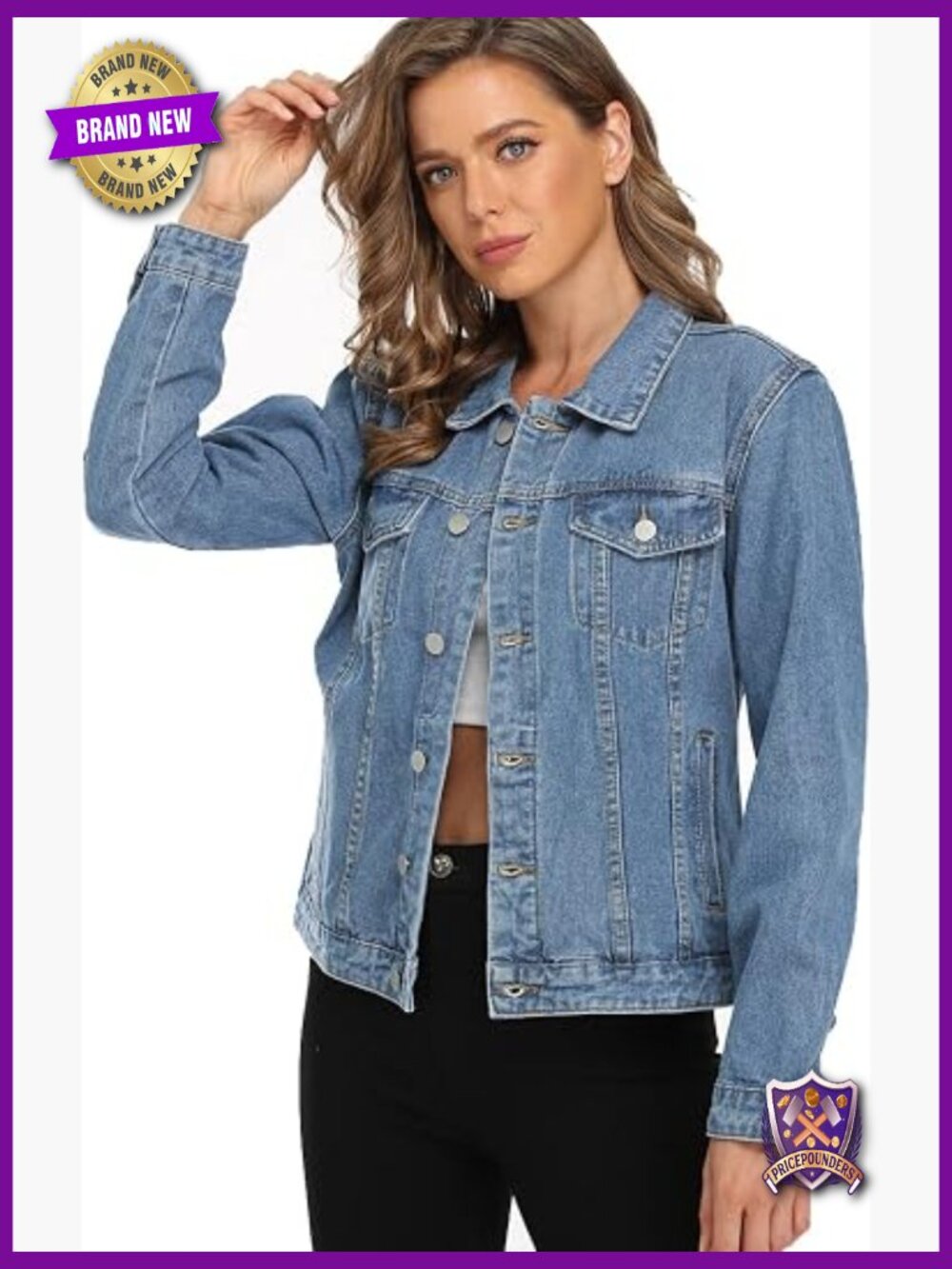 Classic Denim Jean Jacket Long Sleeve Button Down Trucker